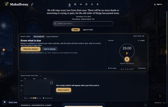The Makullveny dashboard in the Moonlit Observatory theme